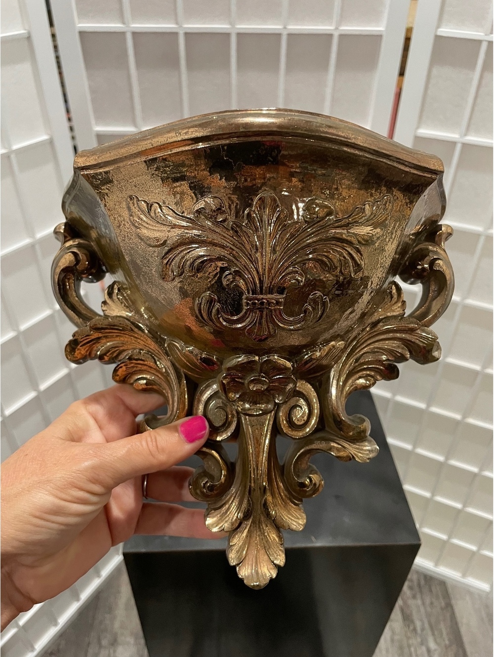 Vintage Ornate Gold Wall Sconce Decorative Planter